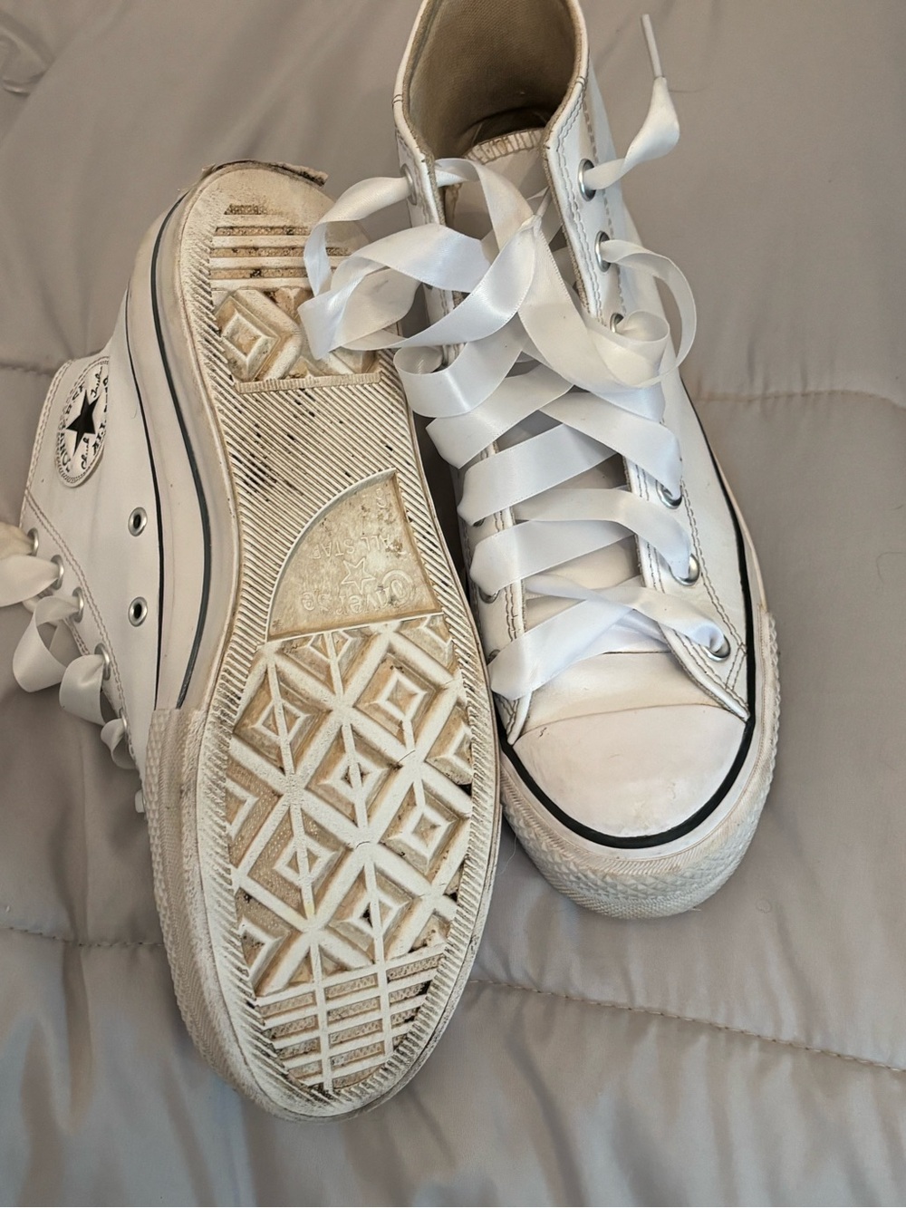 Converse Women's White High-Top Sneakers with Satin Laces